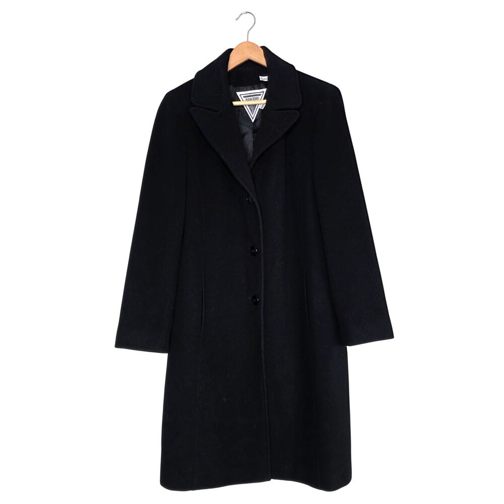 Marvin Richards 14P Black Wool Cashmere Blend Long Overcoat Winter Jacket Coat
